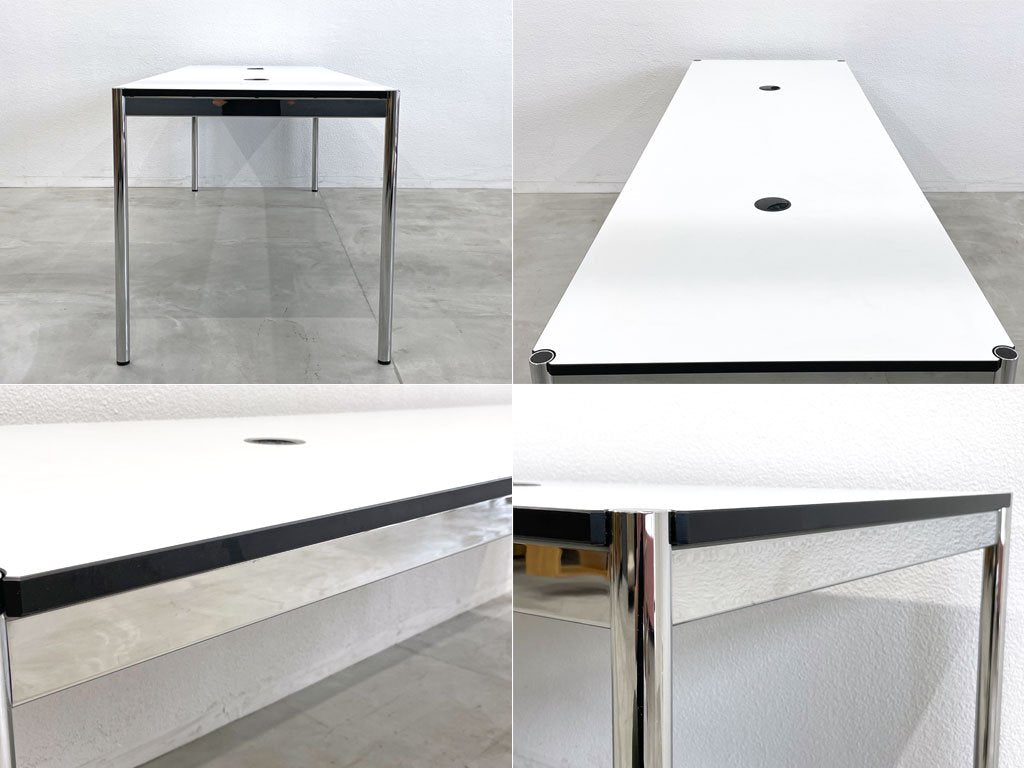 USMハラー USM Haller モジュラーファニチャー Modular Furniture ハラーテーブル ワークデスク W250cm ホワイトラミネート天板 美品 配線孔 〓