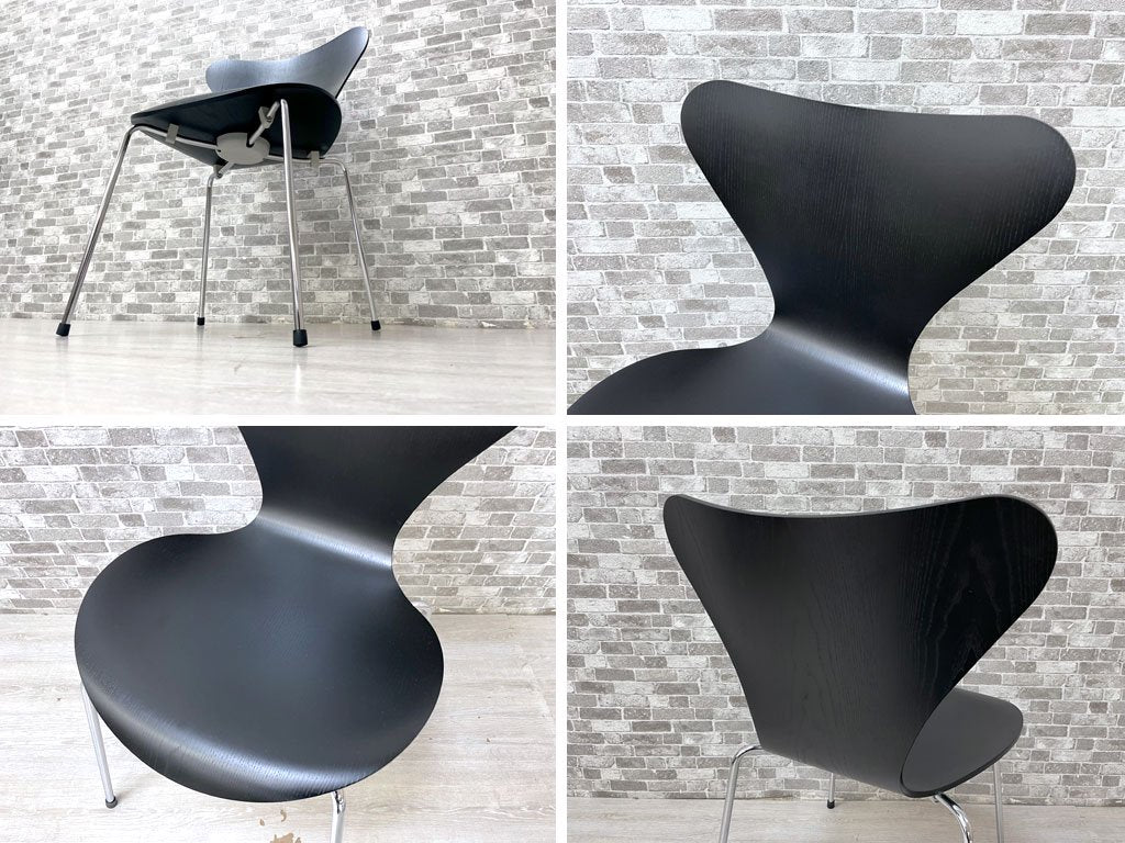 フリッツハンセン Fritz Hansen 3107 セブンチェア カラードアッシュ ブラック アルネ・ヤコブセン Arne Jacobsen スタッキングチェア デンマーク 北欧家具 ●