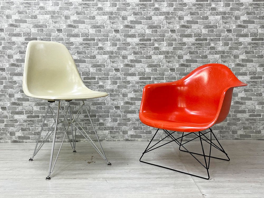 ハーマンミラー Herman Miller サイドシェルチェア セカンド 2nd ビンテージ FRP製 パーチメント エッフェルベース C&R イームズ ミッドセンチュリー ●