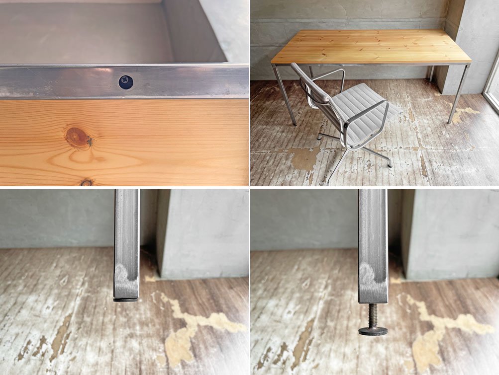 ツールボックス TOOLBOX デスク テーブル レッドパイン材天板 アイアンフレーム オーダーメイド W163 インダストリアルデザイン 工業系 ♪