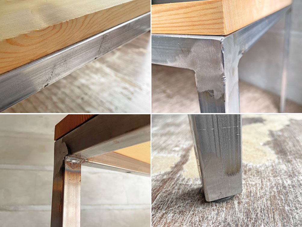 ツールボックス TOOLBOX デスク テーブル レッドパイン材天板 アイアンフレーム オーダーメイド W163 インダストリアルデザイン 工業系 ♪