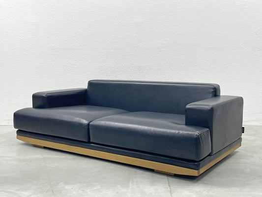 アドレス Address フランクソファ Frank sofa 3シーターソファ オーク無垢材×ブラック PUレザー 定価143,000円 廃盤 〓