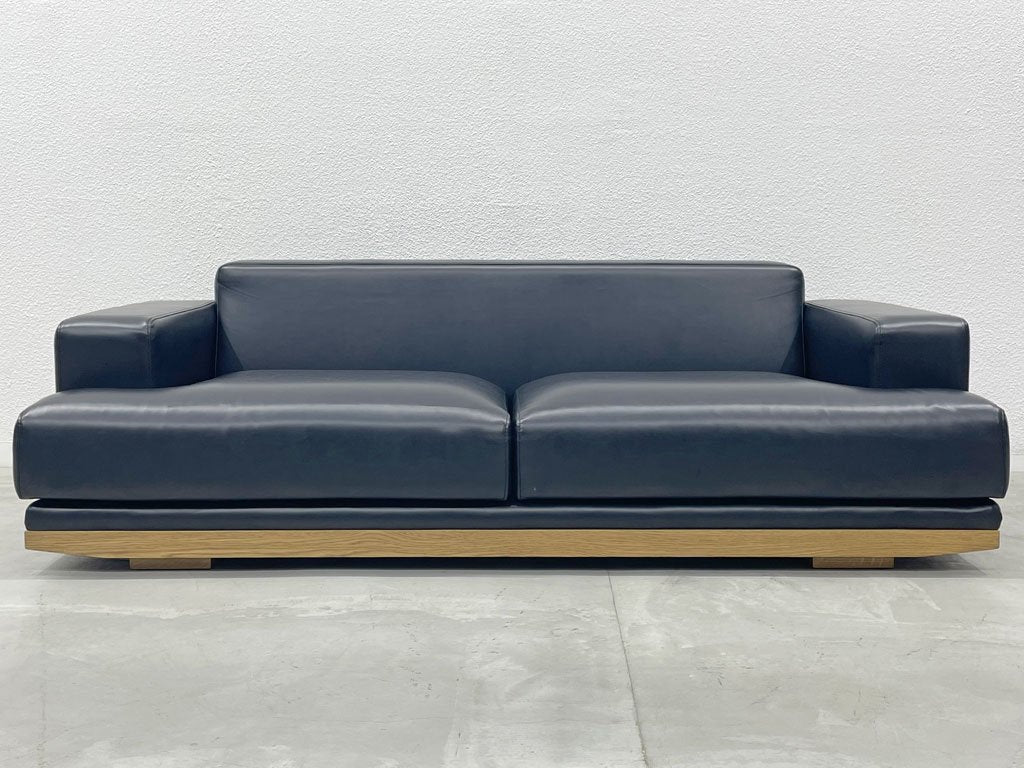 アドレス Address フランクソファ Frank sofa 3シーターソファ オーク無垢材×ブラック PUレザー 定価143,000円 廃盤 〓