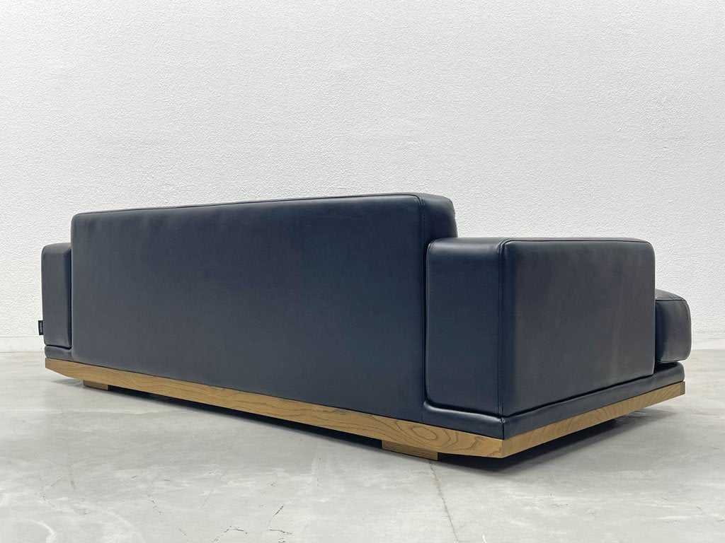 アドレス Address フランクソファ Frank sofa 3シーターソファ オーク無垢材×ブラック PUレザー 定価143,000円 廃盤 〓