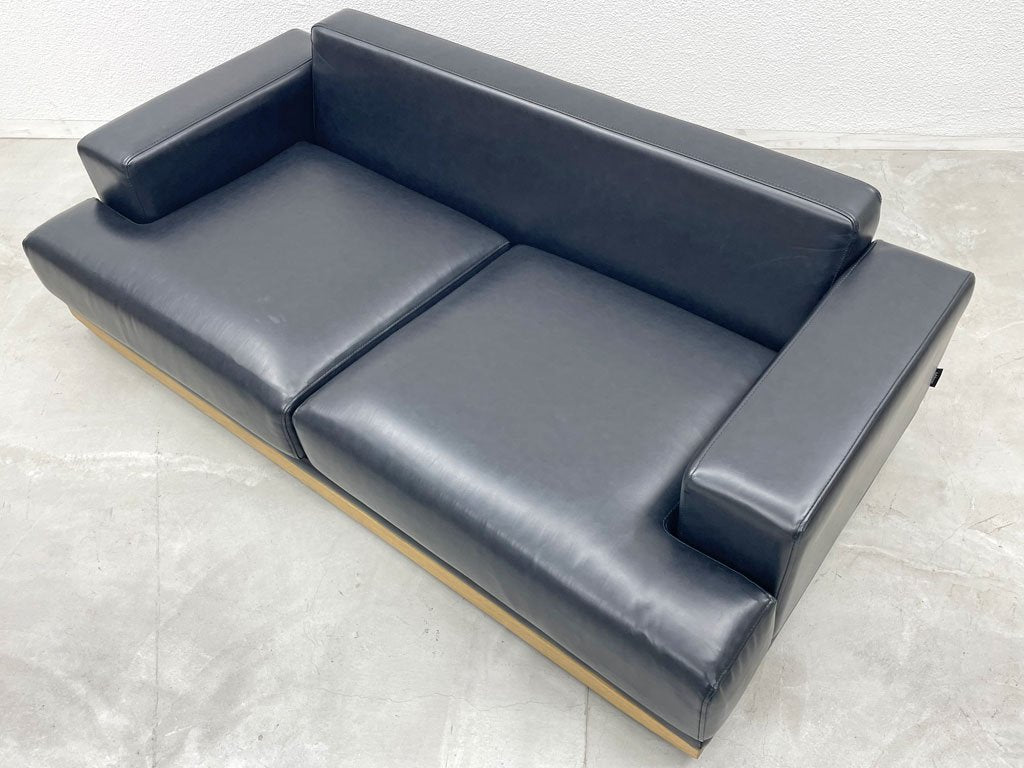 アドレス Address フランクソファ Frank sofa 3シーターソファ オーク無垢材×ブラック PUレザー 定価143,000円 廃盤 〓