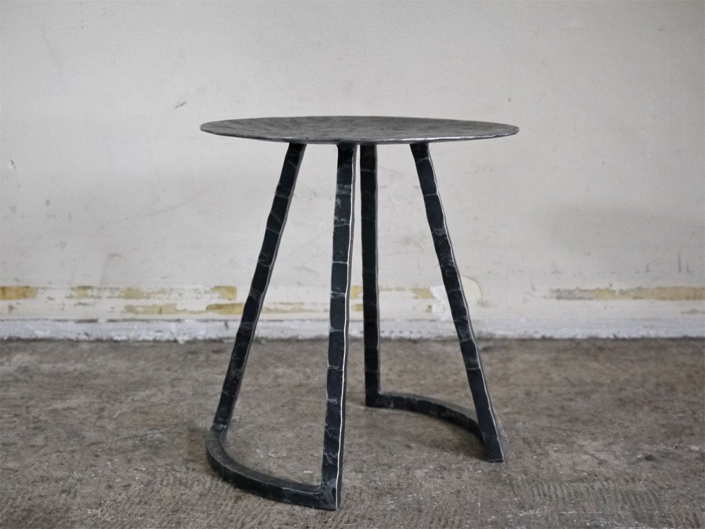 柴崎智香 鉄製 椅子 スツール サイドテーブル 花台 現代作家 ■
