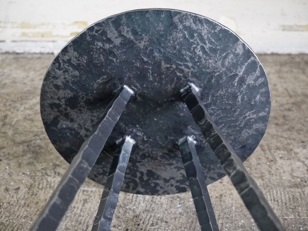 柴崎智香 鉄製 椅子 スツール サイドテーブル 花台 現代作家 ■