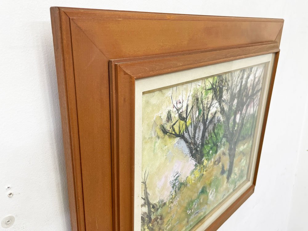 市村一 Hajime Ichimura 「早春」 1972年 油彩 油絵 風景画 絵画 洋画家 額装品 ●