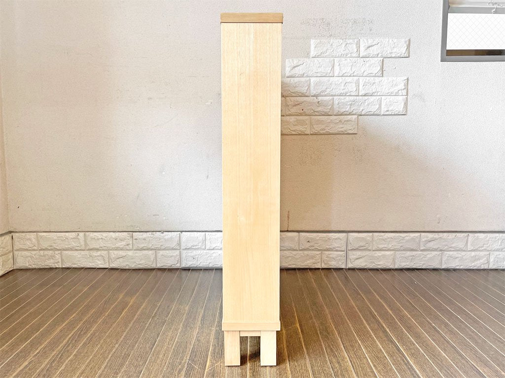 無印良品 MUJI  組み合わせて使える木製収納 タモ材 奥行14cm ロータイプ 本棚 ブックシェルフ 薄型ラック 廃番 ◎