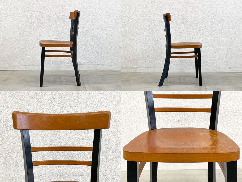 ビンテージ Vintage カフェチェア Cafe chair ビストロチェアモチーフ ダイニングチェア ナチュラル × ブラックペイント ヨーロピアンビンテージ 〓