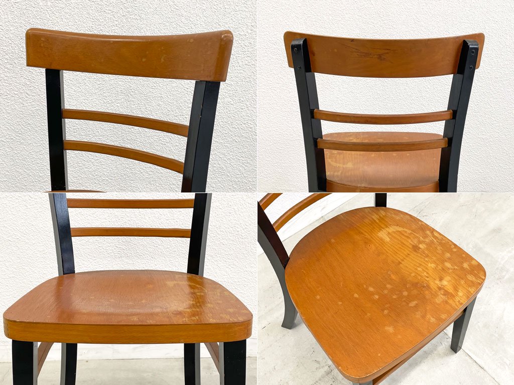 ビンテージ Vintage カフェチェア Cafe chair ビストロチェアモチーフ ダイニングチェア ナチュラル × ブラックペイント ヨーロピアンビンテージ 〓
