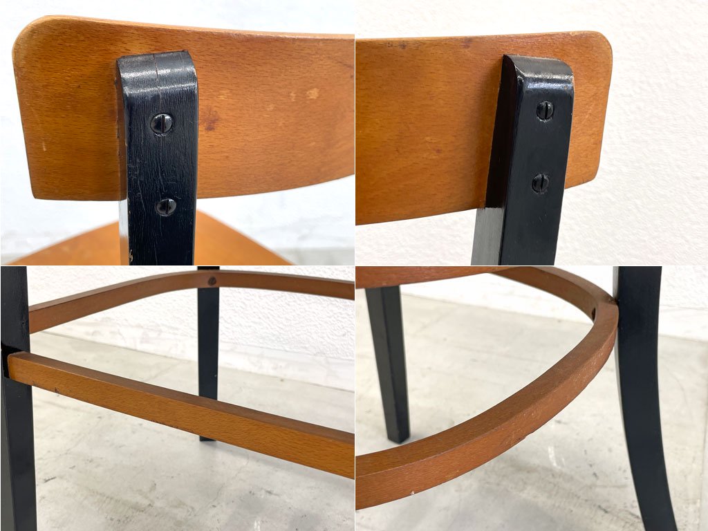 ビンテージ Vintage カフェチェア Cafe chair ビストロチェアモチーフ ダイニングチェア ナチュラル × ブラックペイント ヨーロピアンビンテージ 〓