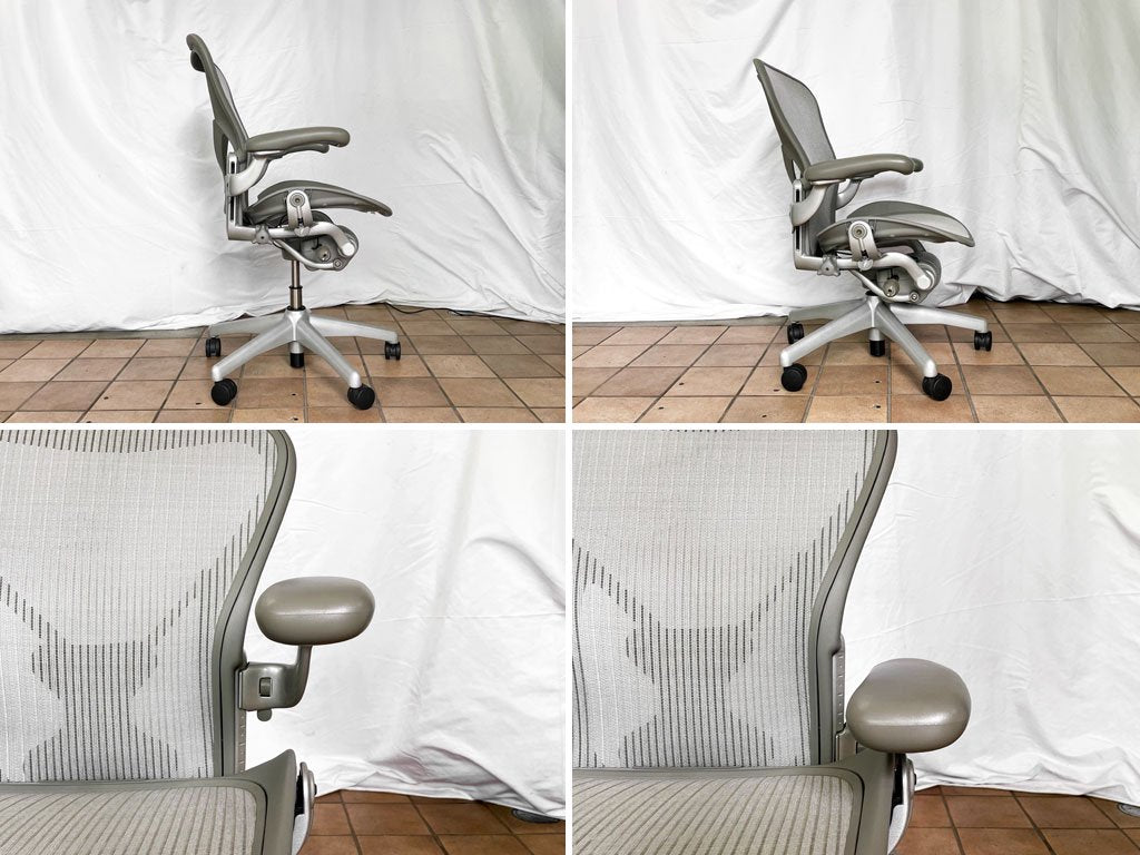 ハーマンミラー Herman Miller アーロンチェア Bサイズ グレー ポスチャーフィット フル装備 チタニウムカラーベース ビル・スタンフ ＆ ドン・チャドウィック ◇