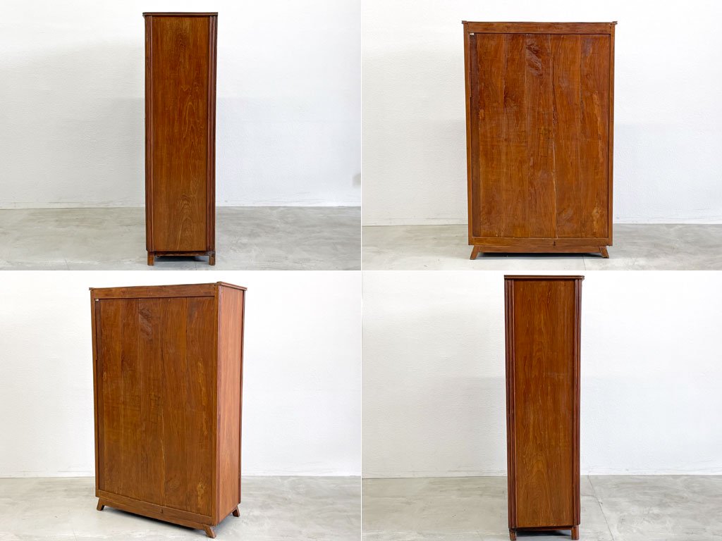 アジアンチーク無垢材 Asian teak ハンガー キャビネット Hanger cabinet ワードローブ 鍵付 ガラスキャビネット 収納家具 〓