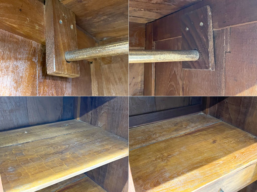 アジアンチーク無垢材 Asian teak ハンガー キャビネット Hanger cabinet ワードローブ 鍵付 ガラスキャビネット 収納家具 〓