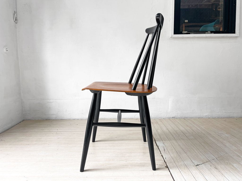 EDSBY VERKEN ファネットチェア Fanett chair イルマリ・タピオヴァーラ ダイニングチェア チーク材座面 ブラックペイント スウェーデン製 北欧ビンテージ ★