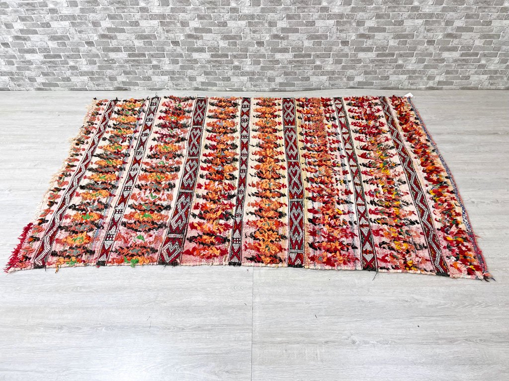 ディアモロッコ  DEAR MOROCCO キリムラグ 絨毯 リサイクルラグ アップサイクルラグ ボシャラウィット 185×117cm ●