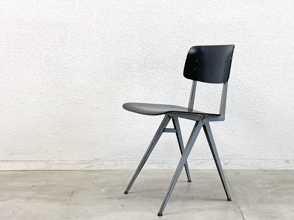 マルコ MARKO VEEDAM ビンテージ コンパスチェア Vintage　compas chair インダストリアル プライウッド ブラックペイント コンパスレッグ オランダ 〓