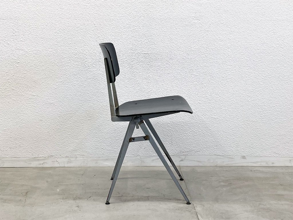 マルコ MARKO VEEDAM ビンテージ コンパスチェア Vintage　compas chair インダストリアル プライウッド ブラックペイント コンパスレッグ オランダ 〓