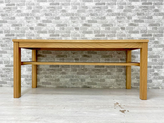 無印良品 MUJI 木製ベンチ オーク材 無垢集成材 板座 テーブル ナチュラル W100cm ●