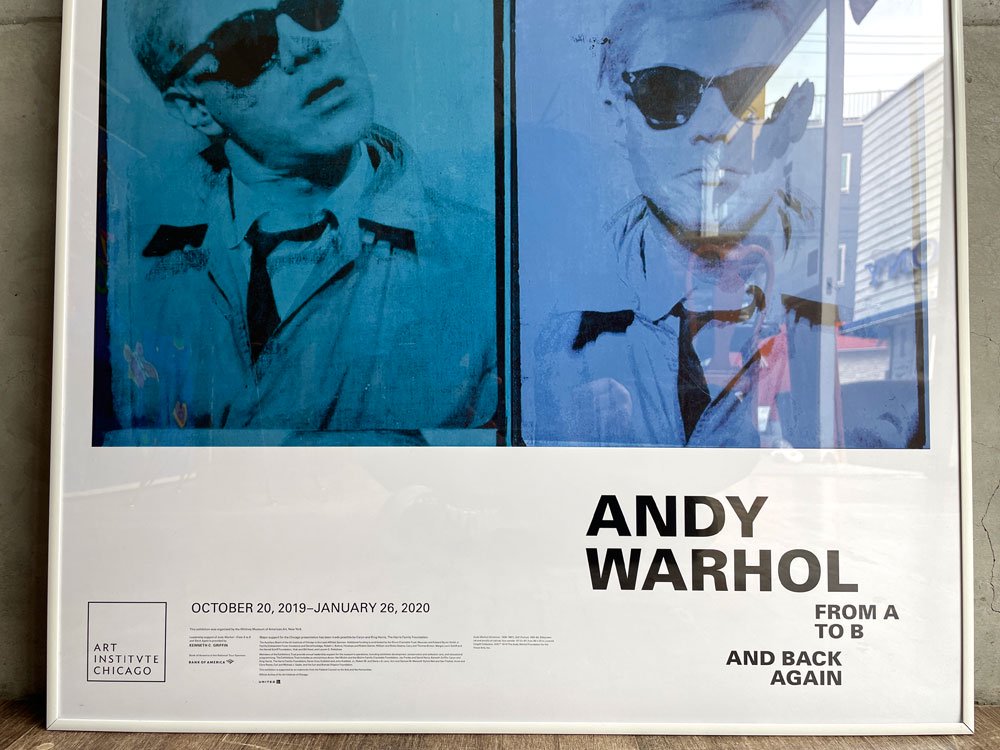 アンディウォーホル Andy Warhol 自画像 ポスター 額装 61×92 シカゴ美術館回顧展 FROM A TO B 2018～2019年 ♪