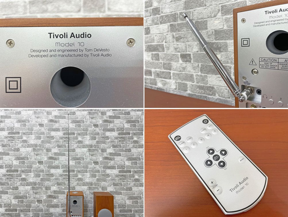 チボリ オーディオ Tivoli Audio MODEL 10 テーブルクロック AM/FM ラジオ ステレオスピーカーセット チェリー材 元箱付 ●