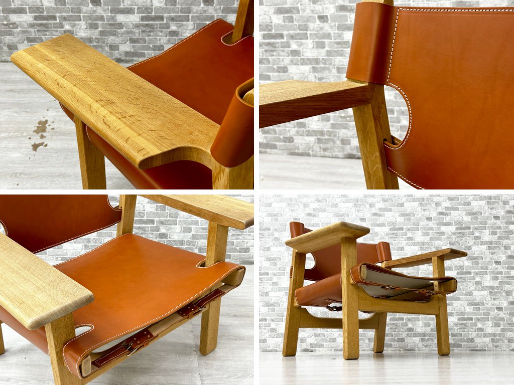 フレデリシア FREDERICIA スパニッシュチェア The Spanish Chair 2226 オーク無垢材 ボーエ・モーエンセン デンマーク 北欧家具 本革 牛革 レザー新品張替済 ●