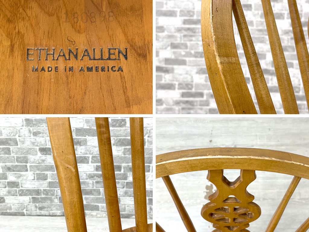 イーセンアーレン ETHAN ALLEN ウインザーチェア ダイニングチェア ホイールバック パイン材 米国家具 クラシカルデザイン A ●