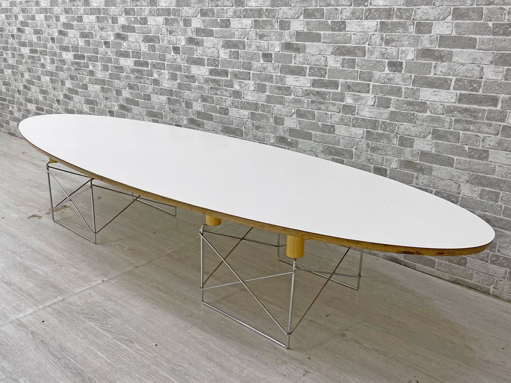 イームズ エリプティカルテーブル Elliptical Table サーフボード コーヒーテーブル ホワイト天板 チャールズ＆レイ・イームズ C&R Eames W177cm リプロダクト品 ●