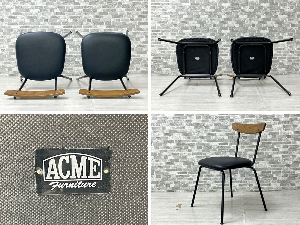 アクメファニチャー ACME Furniture グランビュー GRANDVIEW ダイニングチェア 2脚セット オーク材 スチール PVCレザー インダストリアル 定価総額￥50,600- ●