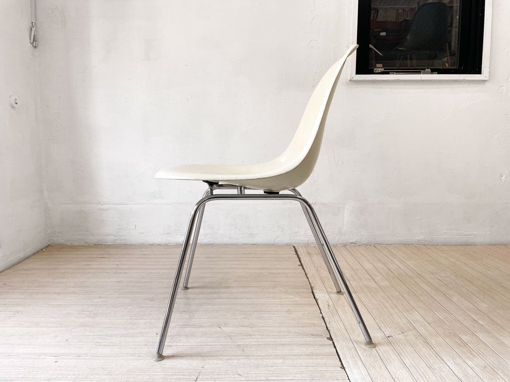 ハーマンミラー Herman Miller サイドシェルチェア セカンド 2nd ビンテージ FRP製 ホワイト Hベース ウォールガード C&R イームズ ミッドセンチュリー ★