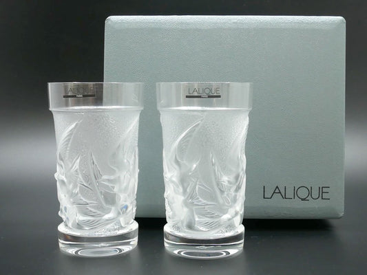 ラリック LALIQUE イロンデル ツバメ クリスタル タンブラー グラス 2客セット 箱付き 未使用保管品 ●