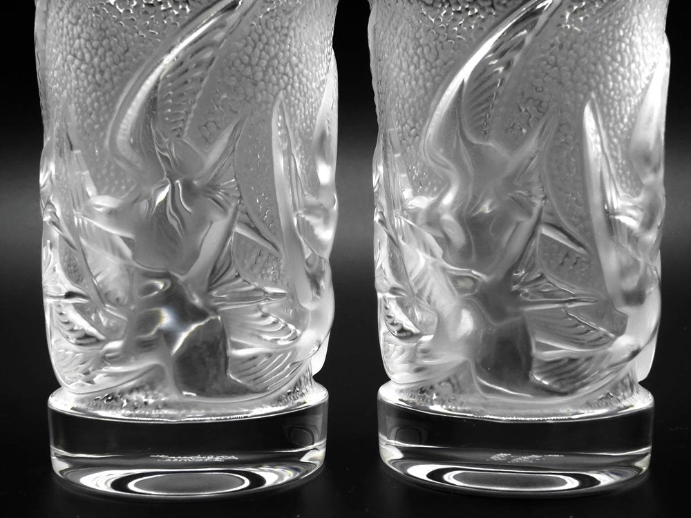 ラリック LALIQUE イロンデル ツバメ クリスタル タンブラー グラス 2客セット 箱付き 未使用保管品 ●