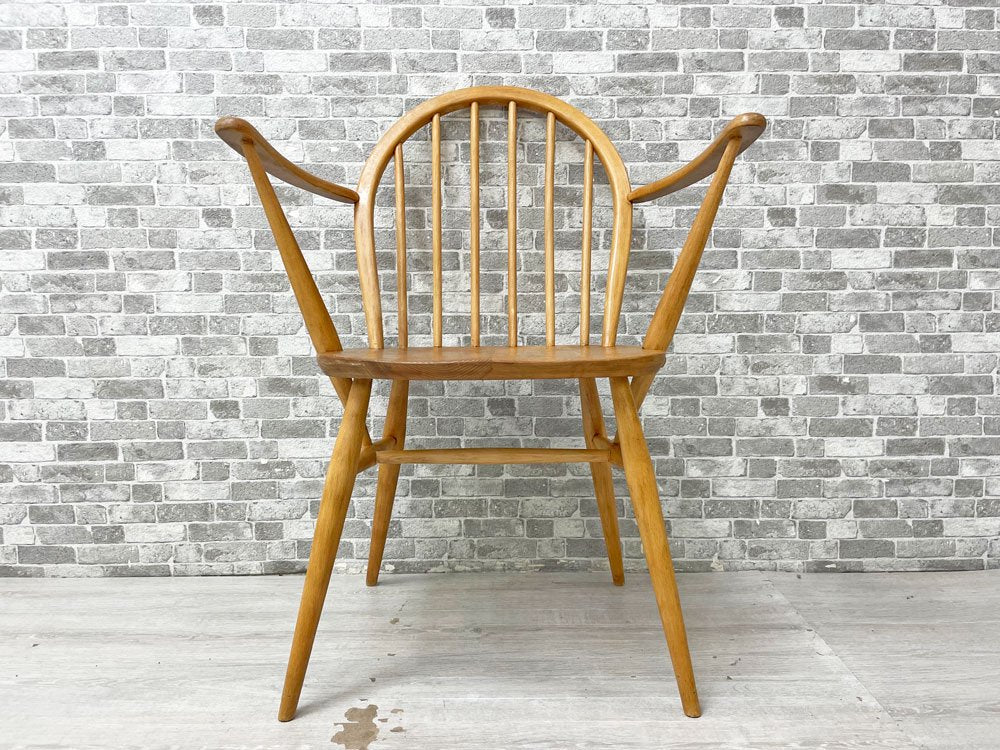 アーコール Ercol フープバック アームチェア ダイニングチェア 6本タイプ エルム材 UKビンテージ 英国 ●