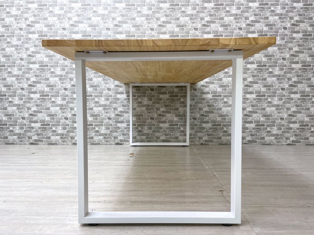 かなでもの KANADEMONO ザ・テーブル THE TABLE ダイニングテーブル ラバーウッド無垢集成材 スクエアレッグ スチール ナチュラル ホワイト W180cm 定価￥54,800- ●