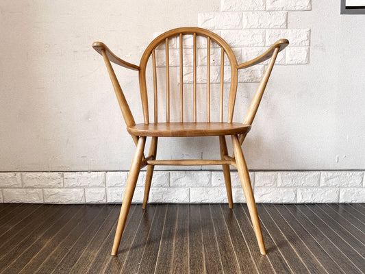 アーコール Ercol フープバックアームチェア ダイニングチェア スポークバック 6本タイプ エルム材 UKビンテージ Vintage 英国家具 B ◎