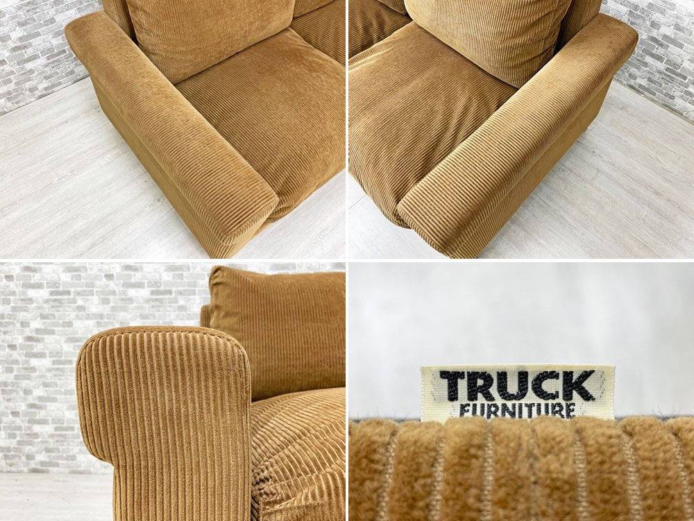 トラックファニチャー TRUCK FURNITURE FKソファ SOFA Jr. 2シーター コーデュロイ ウォールナット無垢材 フェザークッション 張地F-21 グリーン ●