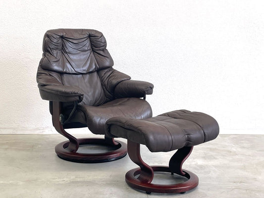 エコーネス EKORNES レノ RENO ストレスレスチェア stressless リクライニングチェア＆オットマン付 ブラウン 〓