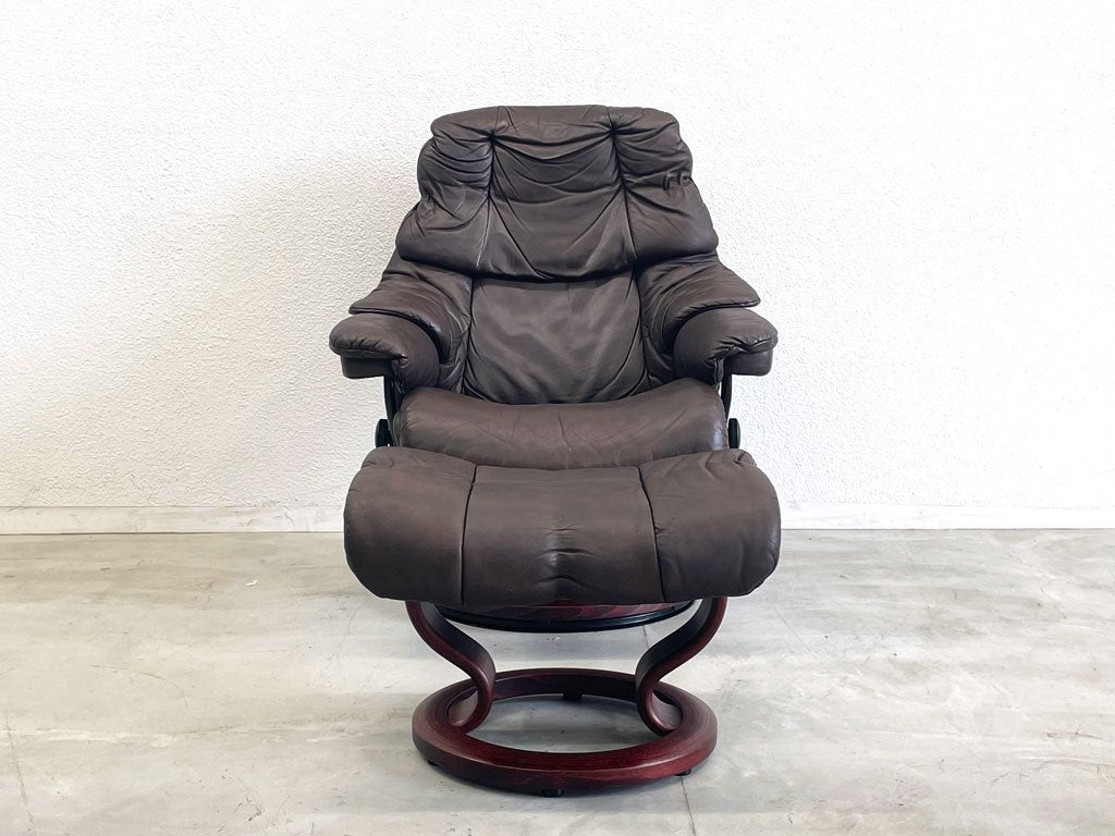 エコーネス EKORNES レノ RENO ストレスレスチェア stressless リクライニングチェア＆オットマン付 ブラウン 〓