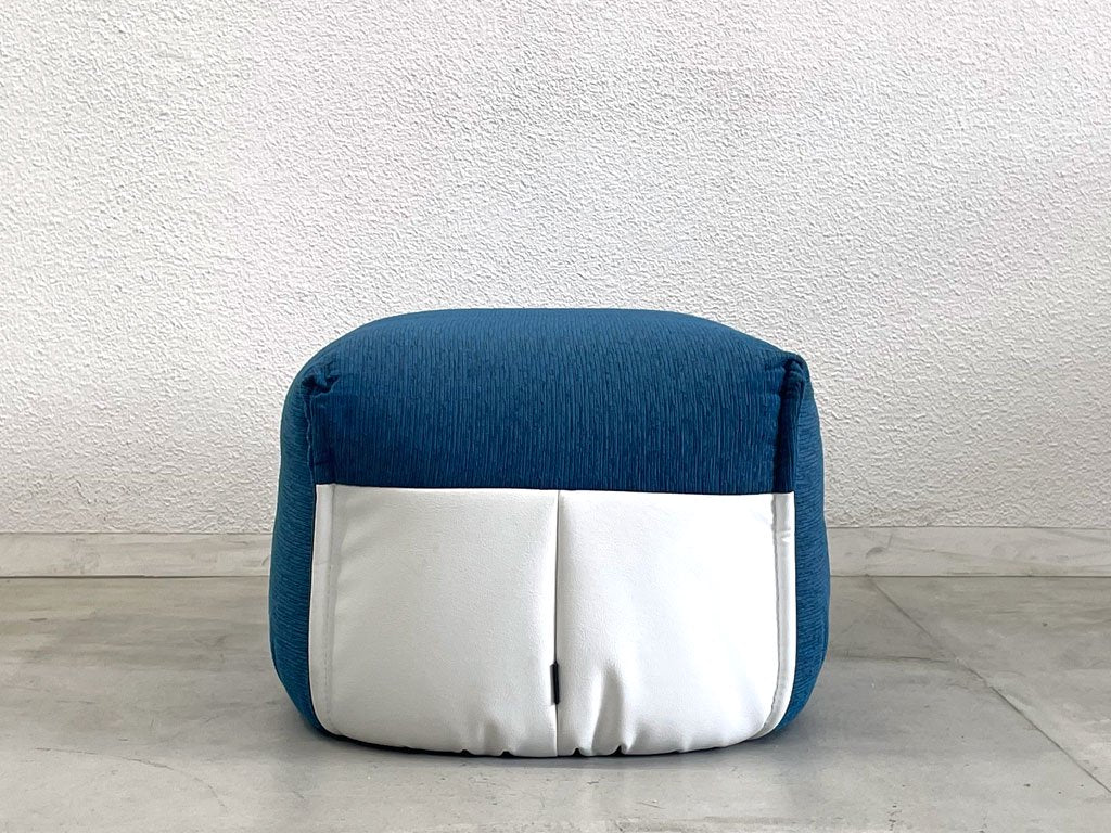 リーンロゼ ligne roset ブリガンタン BRIGANTIN パフ オットマン ファブリック × ホワイトレザー コンビ張り ミッシェル・デュカロワ フレンチモダン 〓