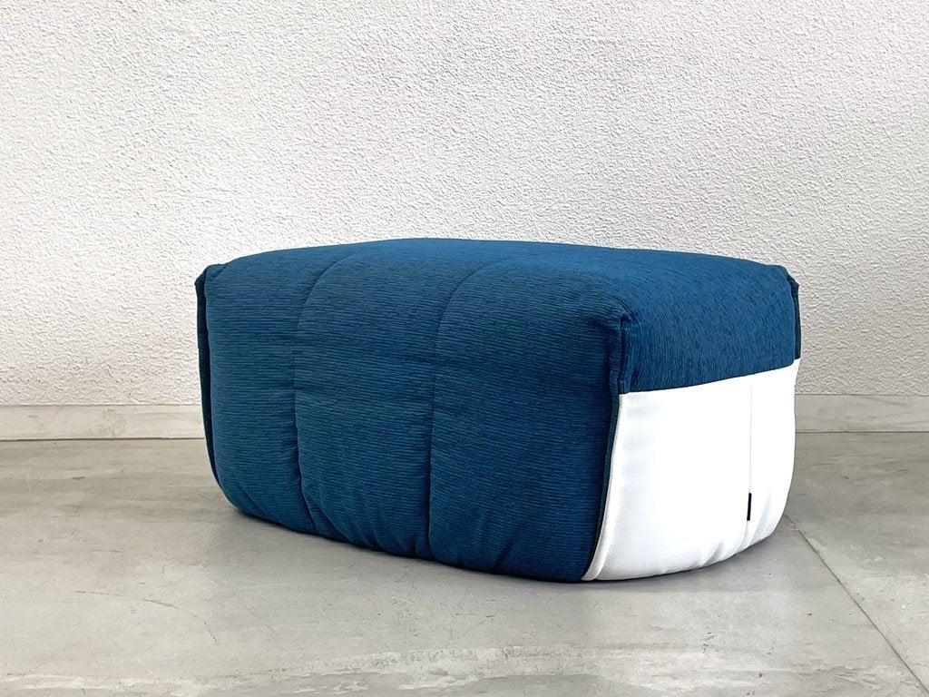 リーンロゼ ligne roset ブリガンタン BRIGANTIN パフ オットマン ファブリック × ホワイトレザー コンビ張り ミッシェル・デュカロワ フレンチモダン 〓