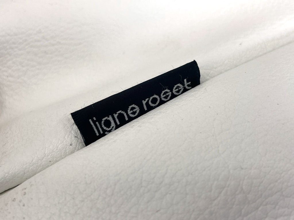 リーンロゼ ligne roset ブリガンタン BRIGANTIN パフ オットマン ファブリック × ホワイトレザー コンビ張り ミッシェル・デュカロワ フレンチモダン 〓