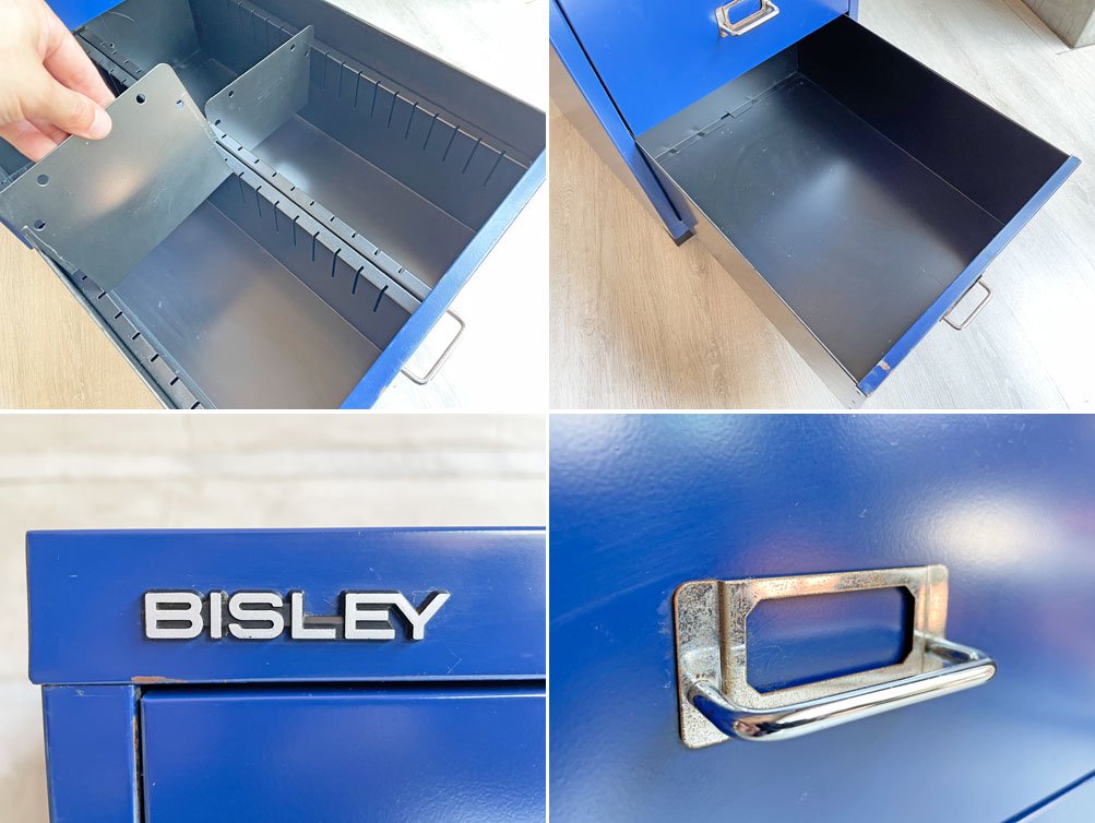 ビスレー BISLEY BASICシリーズ BA3/CD キャビネット 4段 ブルー オフィス家具 英国 廃盤品 ♪