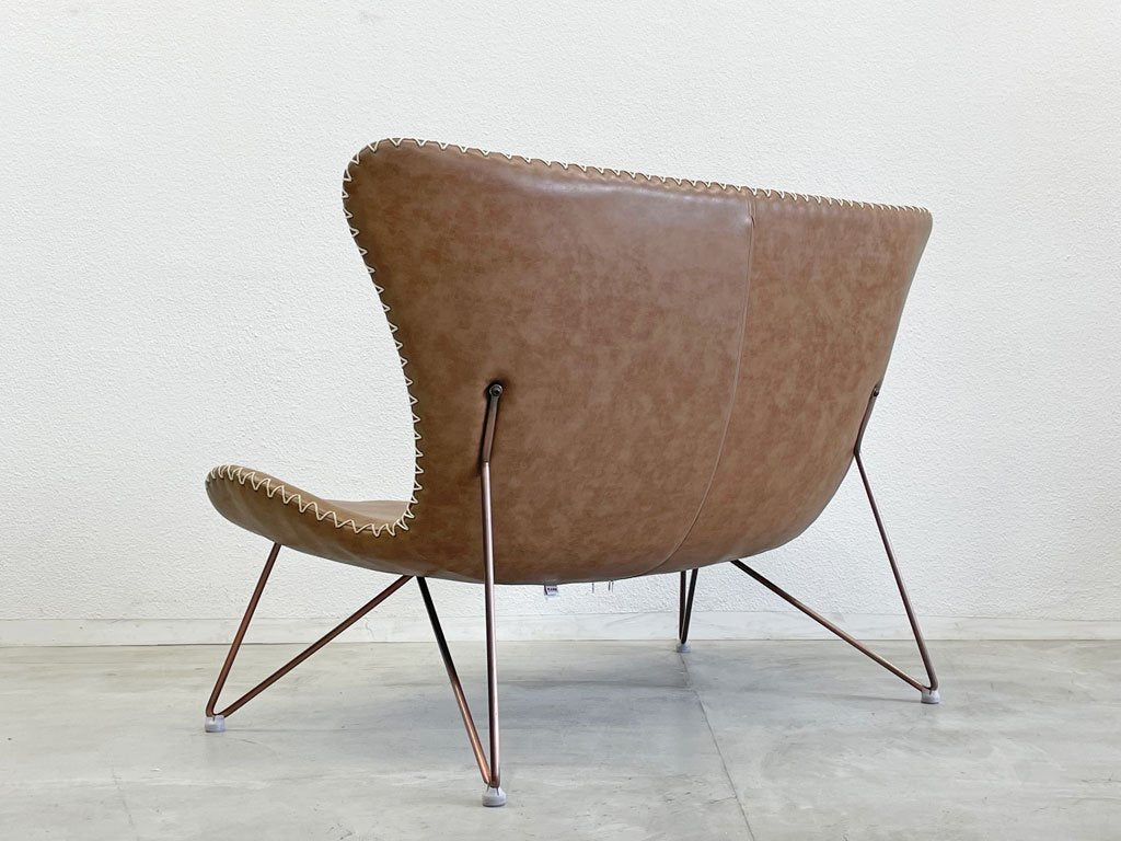 カレデザイン KARE Design マイアミ Miami Sofa 2シーターソファ PUレザー×Copper カッパーペイントレッグ ドイツ 定価 約20万 〓