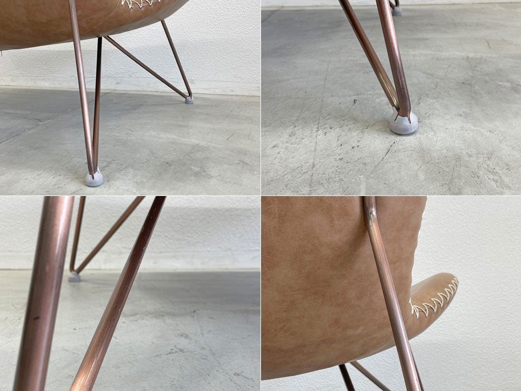 カレデザイン KARE Design マイアミ Miami Sofa 2シーターソファ PUレザー×Copper カッパーペイントレッグ ドイツ 定価 約20万 〓