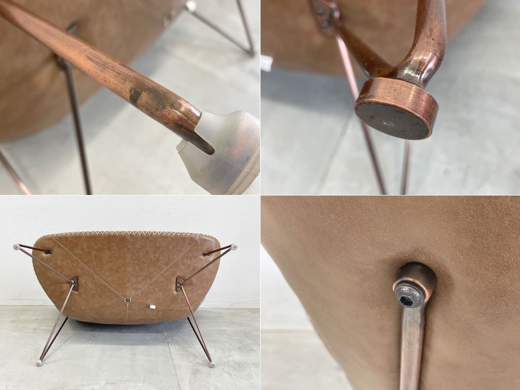 カレデザイン KARE Design マイアミ Miami Sofa 2シーターソファ PUレザー×Copper カッパーペイントレッグ ドイツ 定価 約20万 〓