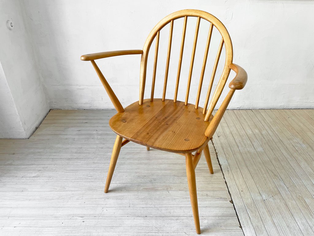 アーコール Ercol フープバック アームチェア ダイニングチェア 6本タイプ エルム材 UKビンテージ 英国 B ★