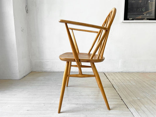 アーコール Ercol フープバック アームチェア ダイニングチェア 6本タイプ エルム材 UKビンテージ 英国 A ★