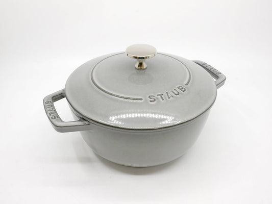 ストウブ staub ワナベ Wa-NABE Mサイズ グレー キャセロール 両手鍋 IH対応 フランス製 箱付き 美品 ●