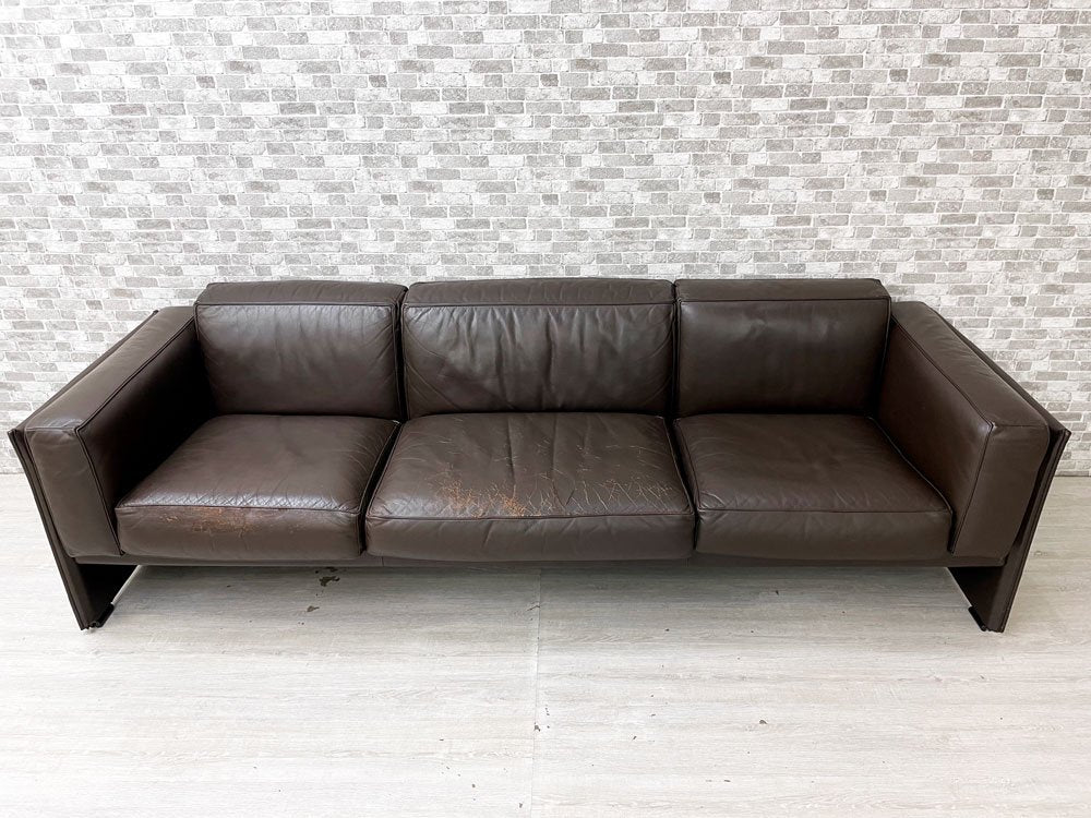 カッシーナ Cassina デュック 3人掛けソファ 405-3P DUC マリオ・ベリーニ Mario Bellini 本革 定価140万円以上 ●